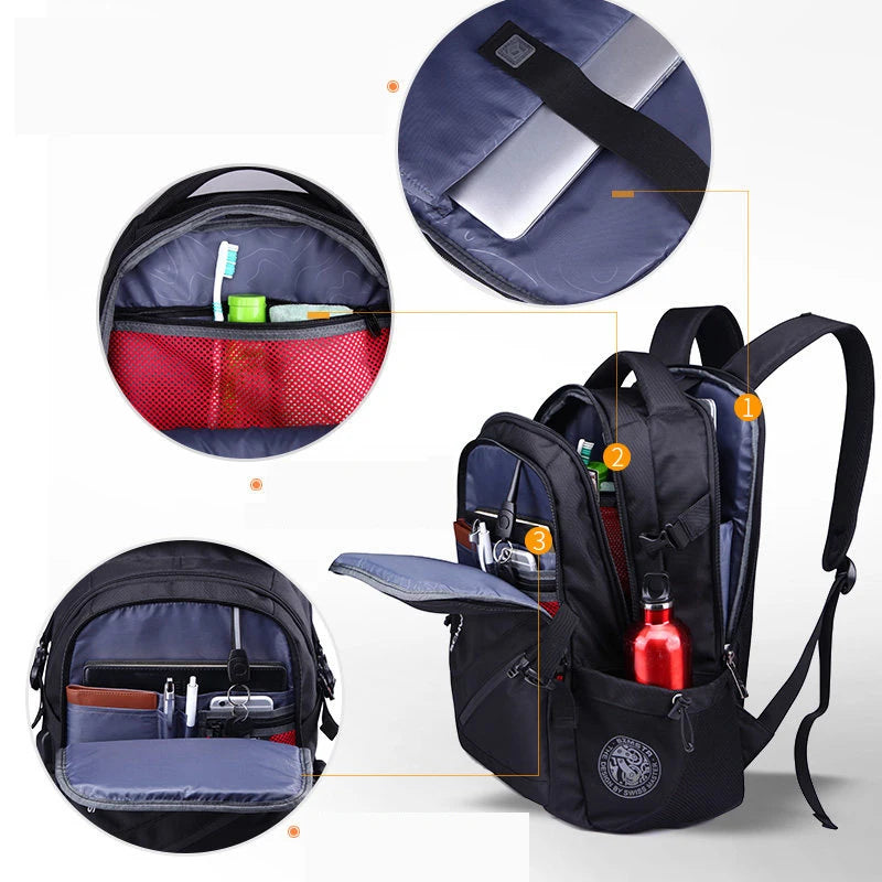 Mochila Swiss Men's Anti-Theft Backpack with USB Port, Waterproof Laptop Backpack for 15.6" and 17" Notebooks, Business & School