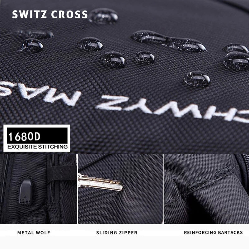 Mochila Swiss Men's Anti-Theft Backpack with USB Port, Waterproof Laptop Backpack for 15.6" and 17" Notebooks, Business & School