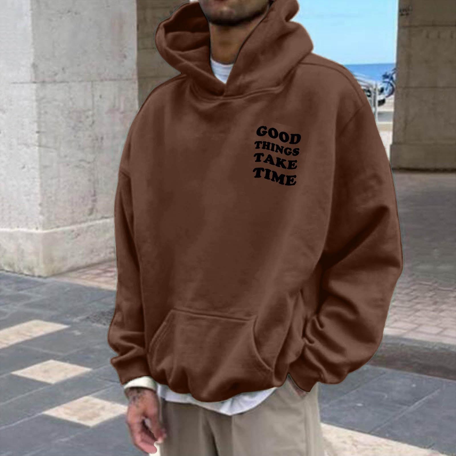 European and American Men's Sweatshirts 2024 Autumn and Winter New Large Size Loose Hooded Long-Sleeved Men's Sweatshirts Factory Wholesale Cross-Border