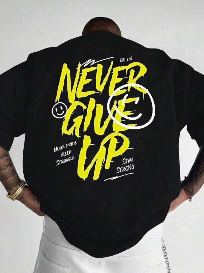 playera de manga corta never give up