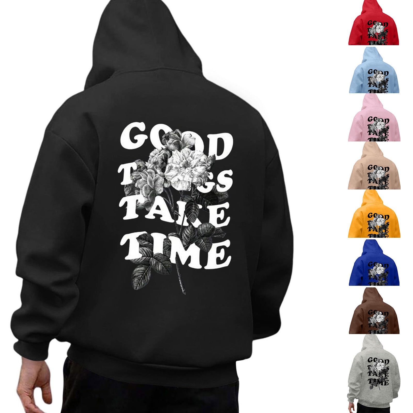 European and American Men's Sweatshirts 2024 Autumn and Winter New Large Size Loose Hooded Long-Sleeved Men's Sweatshirts Factory Wholesale Cross-Border