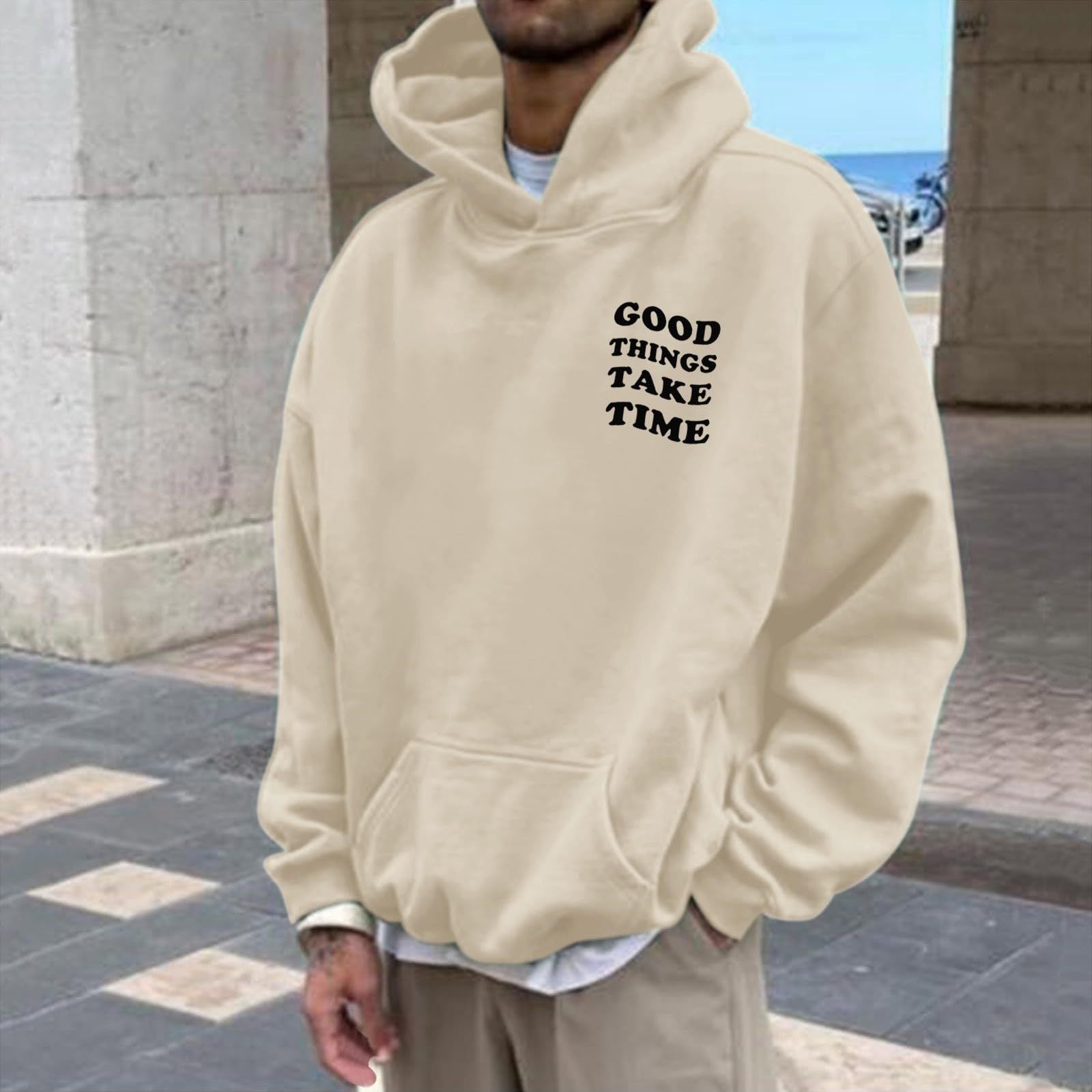 European and American Men's Sweatshirts 2024 Autumn and Winter New Large Size Loose Hooded Long-Sleeved Men's Sweatshirts Factory Wholesale Cross-Border