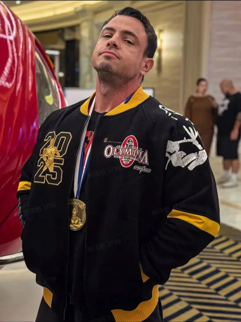 2025 Latest 60th Anniversary Olympia Embroidered Hoodie Sweater Fitness Bodybuilding Athlete
