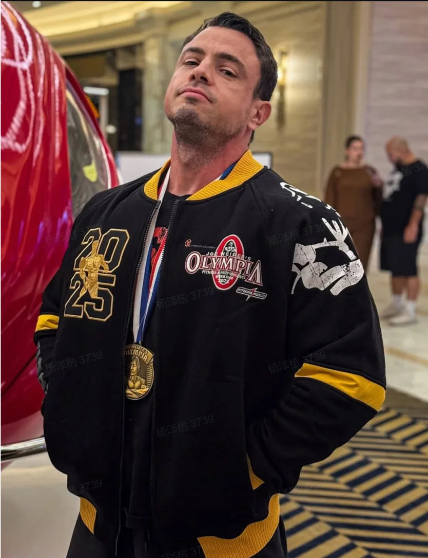 2025 Latest 60th Anniversary Olympia Embroidered Hoodie Sweater Fitness Bodybuilding Athlete